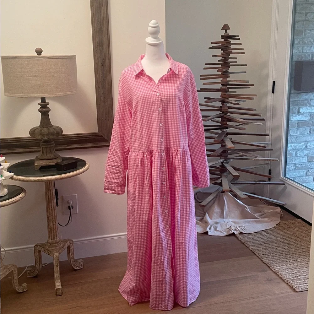Pink Gingham Button-Front Maxi Dress - Picture 2 of 7